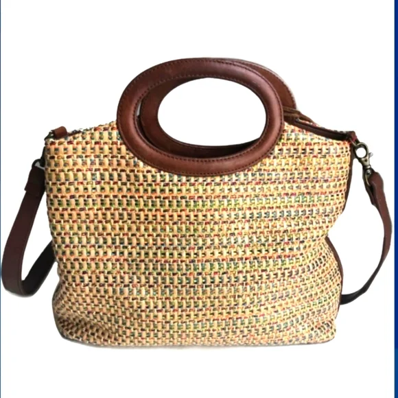 Fossil Bags Fossil Multicolored Woven Leather Trim Handcrafted Shoulder Tote Bag Poshmark